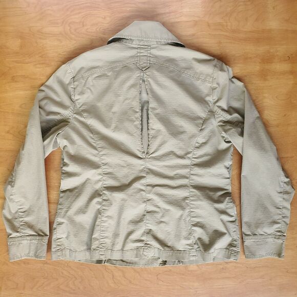 Cabi Double Breasted Utility Jacket Womens L Khaki Lightweight Pea Coat Military - Picture 6 of 9